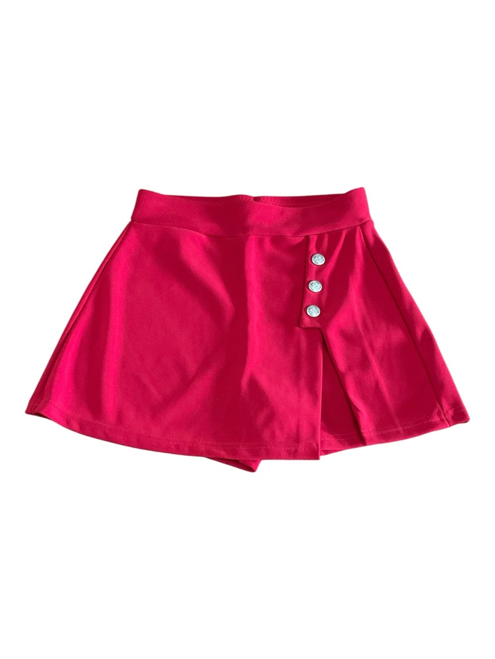 New Mix Red Button Trim Wrap Asymmetrical Skort NWT Size S